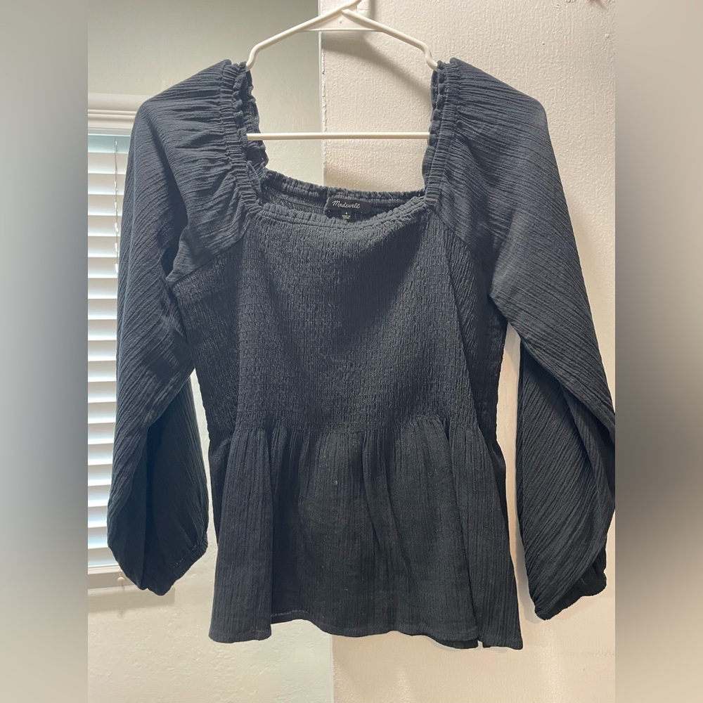 Madewell women’s black blouse
